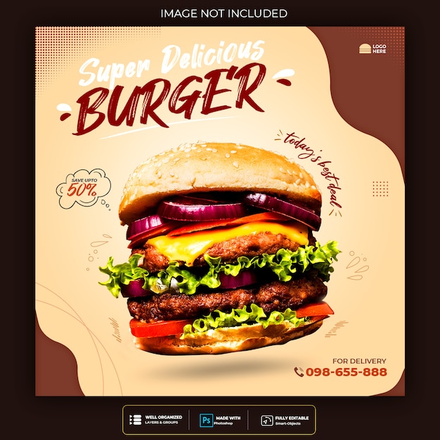 Social media hamburger fast food e volantino instagram