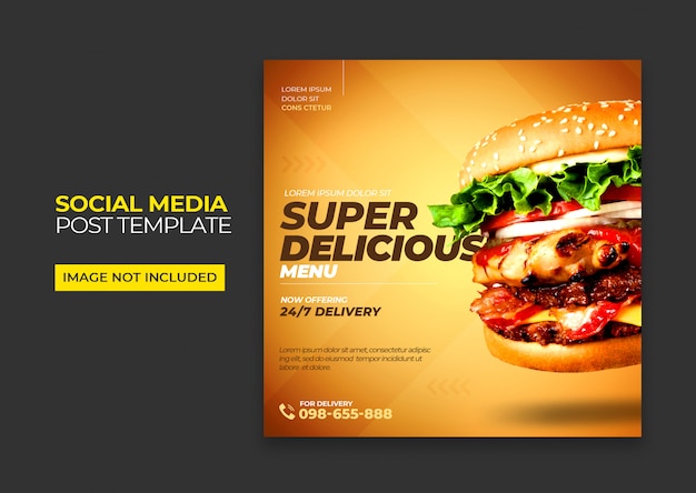 Modello di social media hamburger fast food premium psd