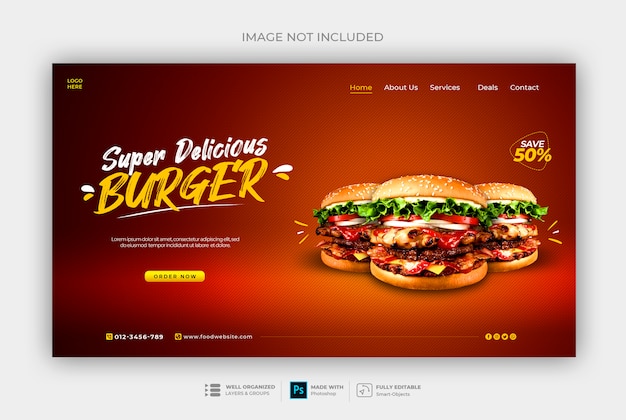 Modello di banner web fast food o hamburger