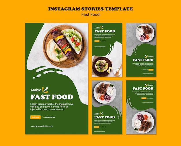 Modello di storie di instagram di concetto di fast food