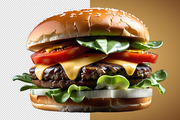 PSD ファストフード 鮮やかなハンバーガー 高品質 隔離 透明 背景