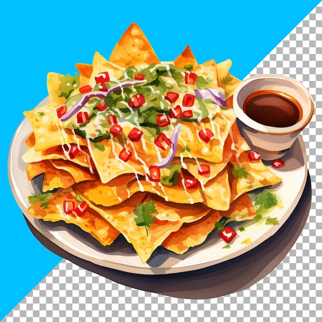 PSD fast food heerlijke nachos waterverf stijl clipart illustratie