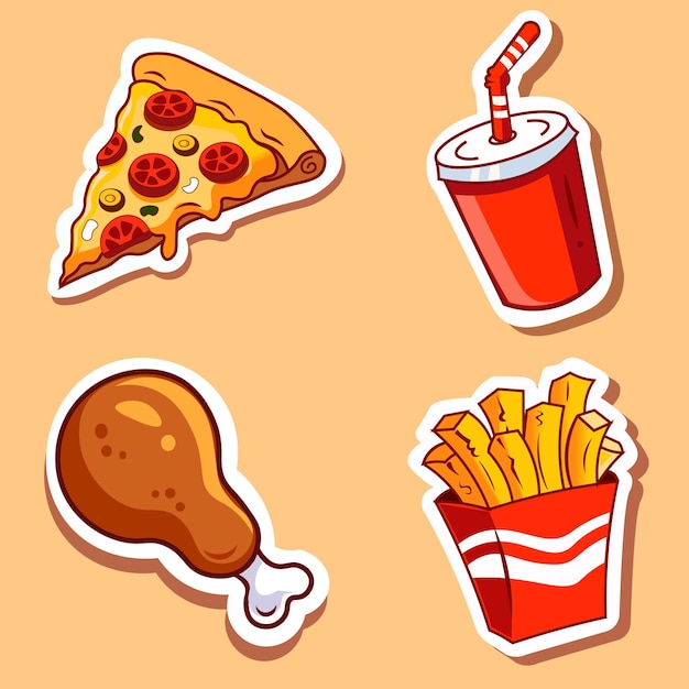fast food icon set