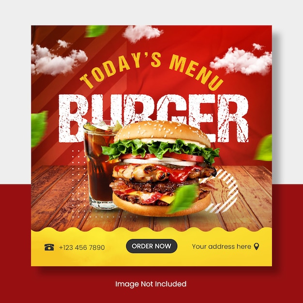 PSD banner modello post instagram menu fast food