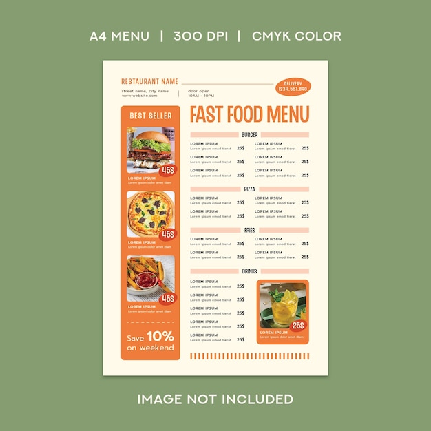 PSD fast food menu