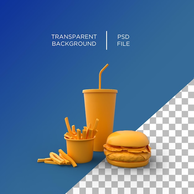 PSD 패스트 푸드 미니멀리즘 3d 렌더링