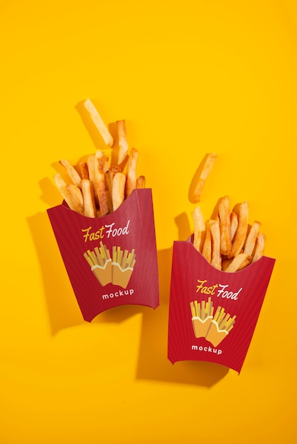 PSD progettazione di mock-up di imballaggi per fast food