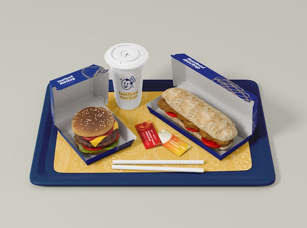 PSD progettazione di mockup di imballaggi per fast food