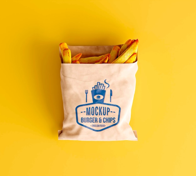 PSD fast food packaging top view mockup