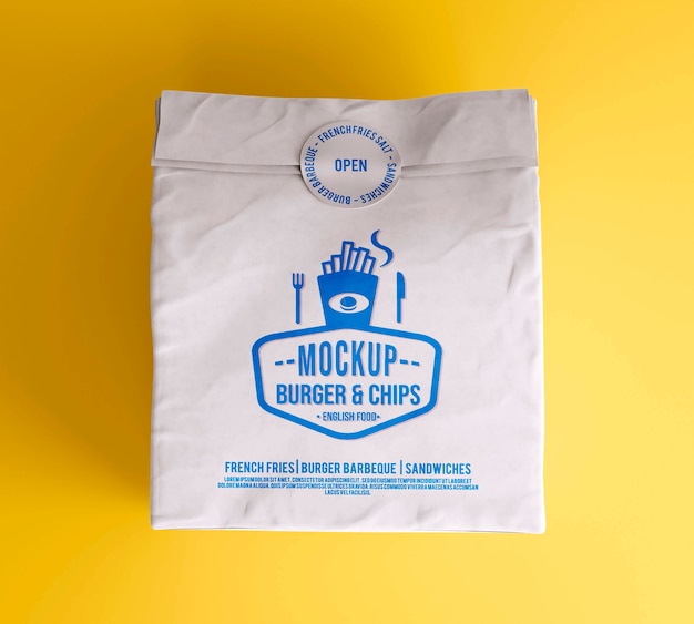 Fast food packaging top view mockup