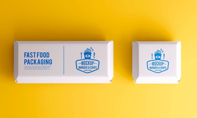 PSD fast food packaging top view mockup