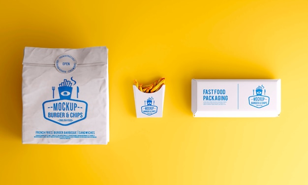 PSD fast food packaging top view mockup