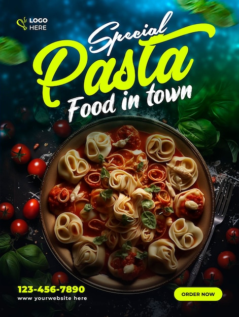 PSD fast food pasta social media banner post template design