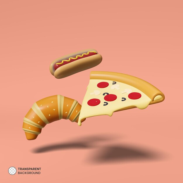 Fast food pictogram geïsoleerde 3d render illustration