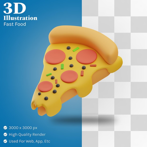 Fast Food Pizza Ilustracja 3d