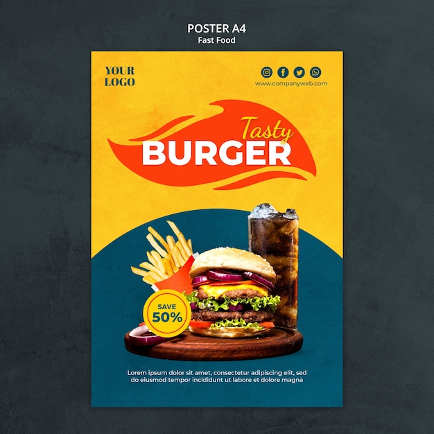 PSD modello di poster di fast food