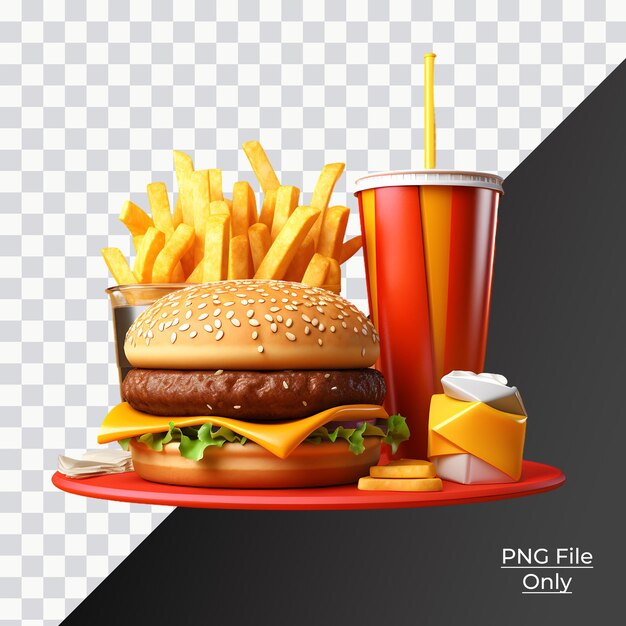 Fast food realistico luce morbida e liscia solo png premium psd