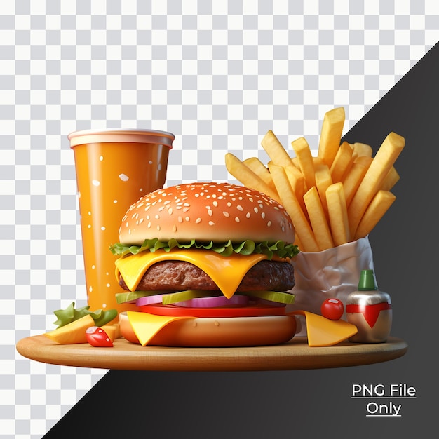 Fast food realistic soft smooth lighting only png premium psd