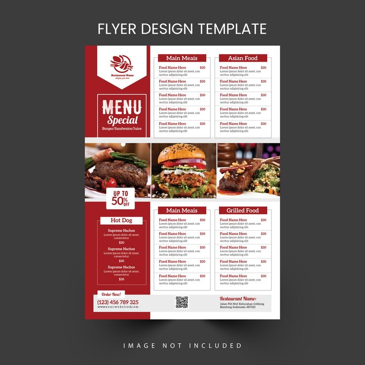 Fast food restaurant menu template design