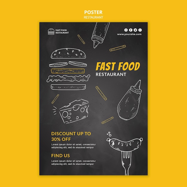 PSD fast food restaurant poster