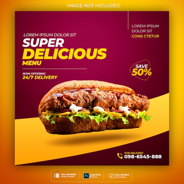 Fast food social media banner template