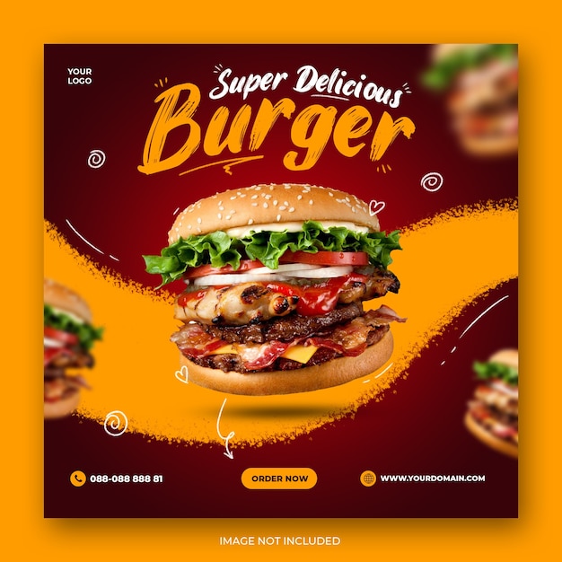 Post di social media fast food o modello di banner