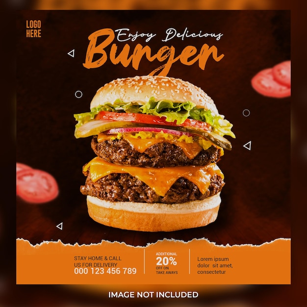 PSD fast food social media post banner template