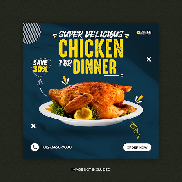 Fast food social media square banner design template