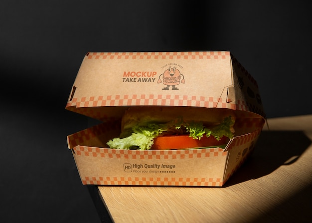 PSD fast food take away with packaging mockup