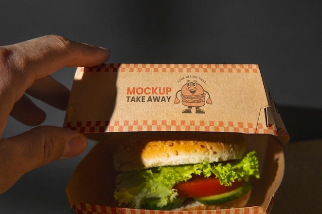 PSD fast food take away with packaging mockup