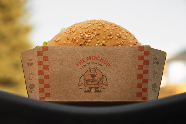 Fast food da asporto con mockup di imballaggio