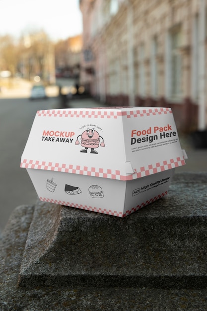 PSD fast food take away with packaging mockup