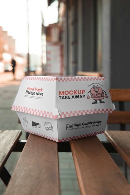 PSD fast food take away with packaging mockup