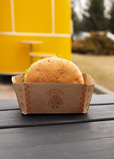 PSD fast food take away with packaging mockup