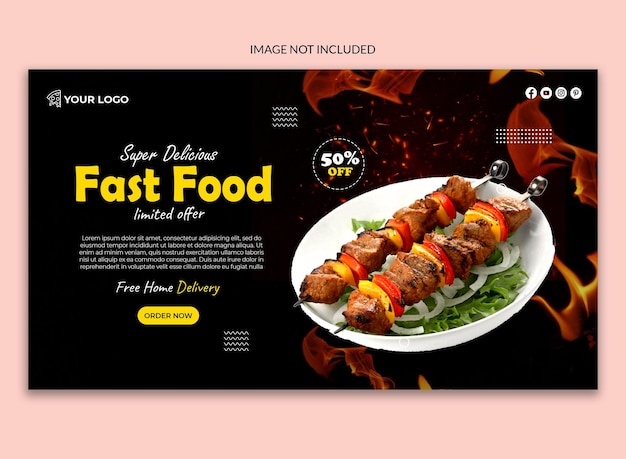 PSD fast food w mediach społecznościowych śr baner