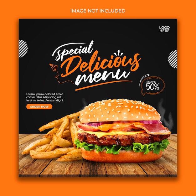 Fast food web banner template for social media