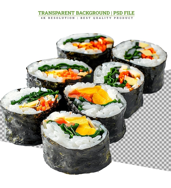 Fast foodasian cuisine japanese food sushi rolls on a white background