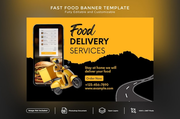 PSD modello di progettazione di banner di fast food