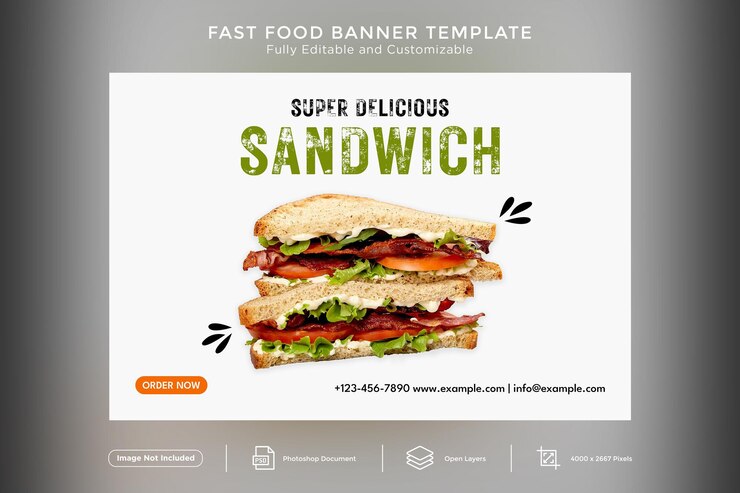 PSD fast foods sandwich banner design template