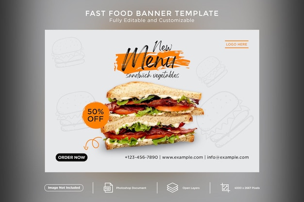 Fast foods sandwich banner design template