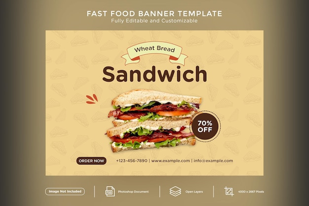 PSD fast foods sandwich banner design template