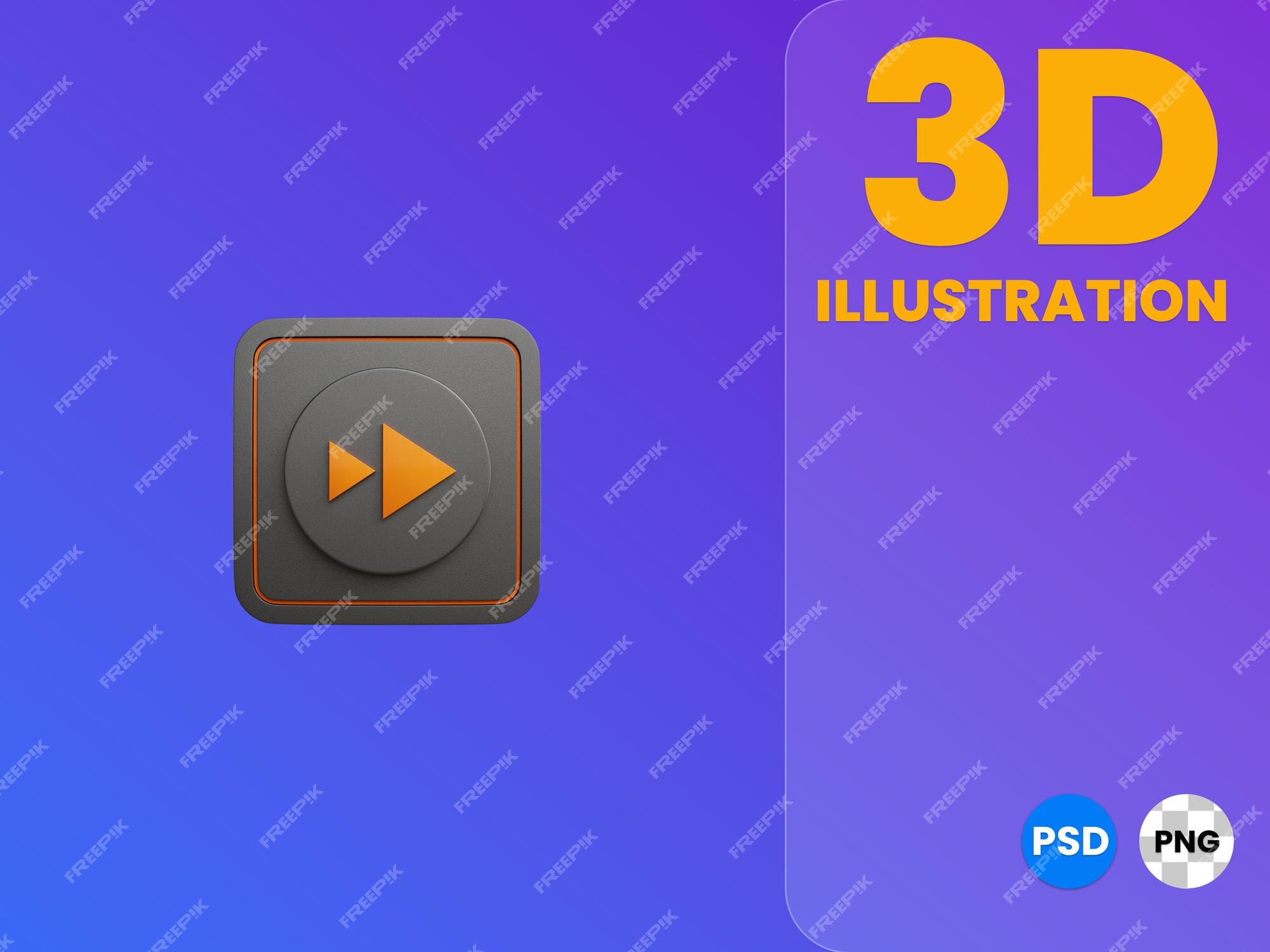 Premium PSD  3d fast forward button