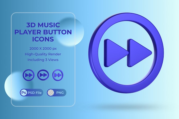 fast forward button in 3d ilustration or Icon for music player