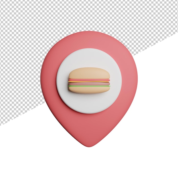 Fastfood Maps Location Front View 3d Rendering Icon Illustration On Transparent Background