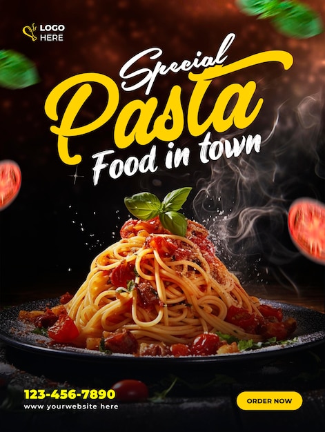 PSD fastfood pasta social media banner post sjabloon ontwerp