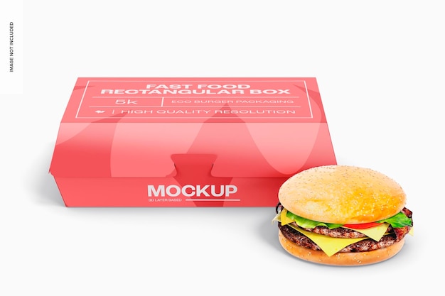 Fastfood rechthoekige doos mockup, vooraanzicht