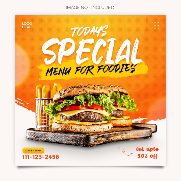 Fastfood social media promotiebanner en instagram postersjabloon