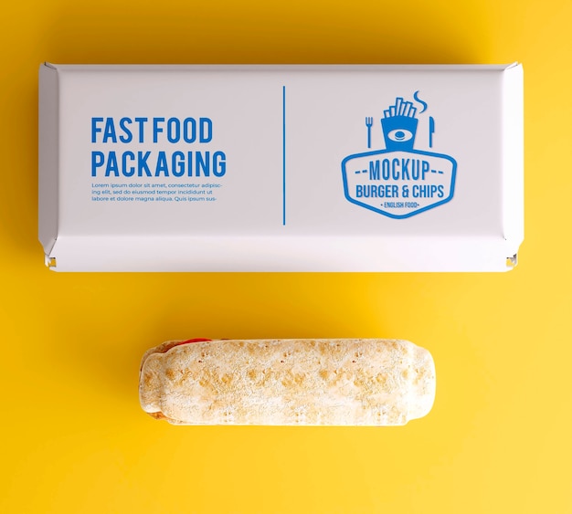 PSD fastfood verpakking bovenaanzicht mockup
