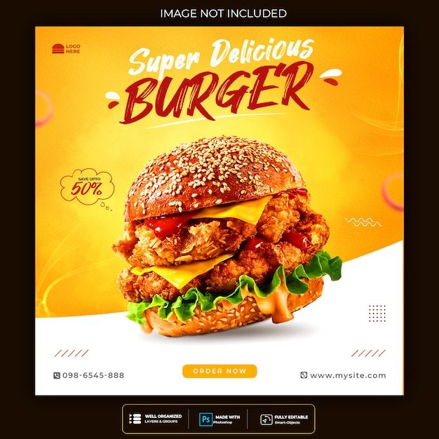 Fastfoodburger sociale media en instagram-banner