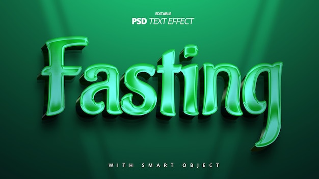 fasting ramadan green 3d text effect template design